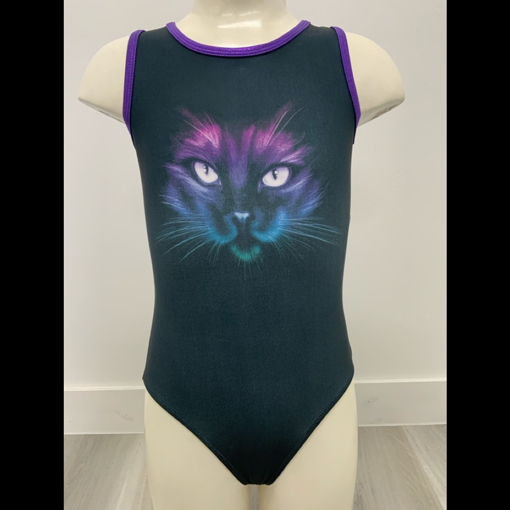 Black cat gymnastics leotard for girls